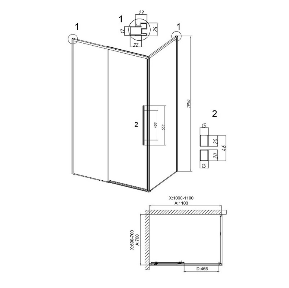 Душевой уголок Grossman Galaxy 110х70 Графит / Тонированное 120.K33.01.1170.42.10 Душевой уголок Grossman Galaxy 110х70 Графит / Тонированное 120.K33.01.1170.42.10 — изображение 5