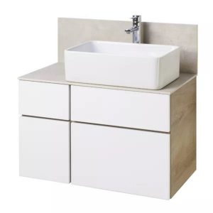 Тумба подвесная Aquaton Мишель 80 со столешницей, панель керамогранит, с раковиной MILA Дуб Эндгрейн / Белый 1A2772K0MIX40 Тумба подвесная Aquaton Мишель 80 со столешницей, панель керамогранит, с раковиной MILA Дуб Эндгрейн / Белый 1A2772K0MIX40