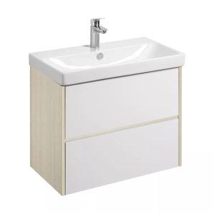 Тумба подвесная Aquaton Сканди 80 с раковиной Адриана Белый / Дуб Верона 1A2830K0SDB20