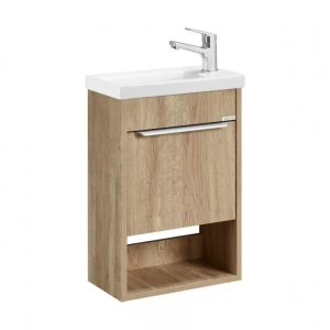 Тумба подвесная Aquaton Хоуп 40 с раковиной Миранда Орех 1A2871K0HP6C0