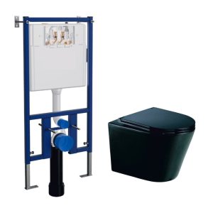 Инсталляция Loranto Vox с унитазом Azario Teramo Черный матовый 4501+AZ -053E-R-MB/ AZ-0053-MB