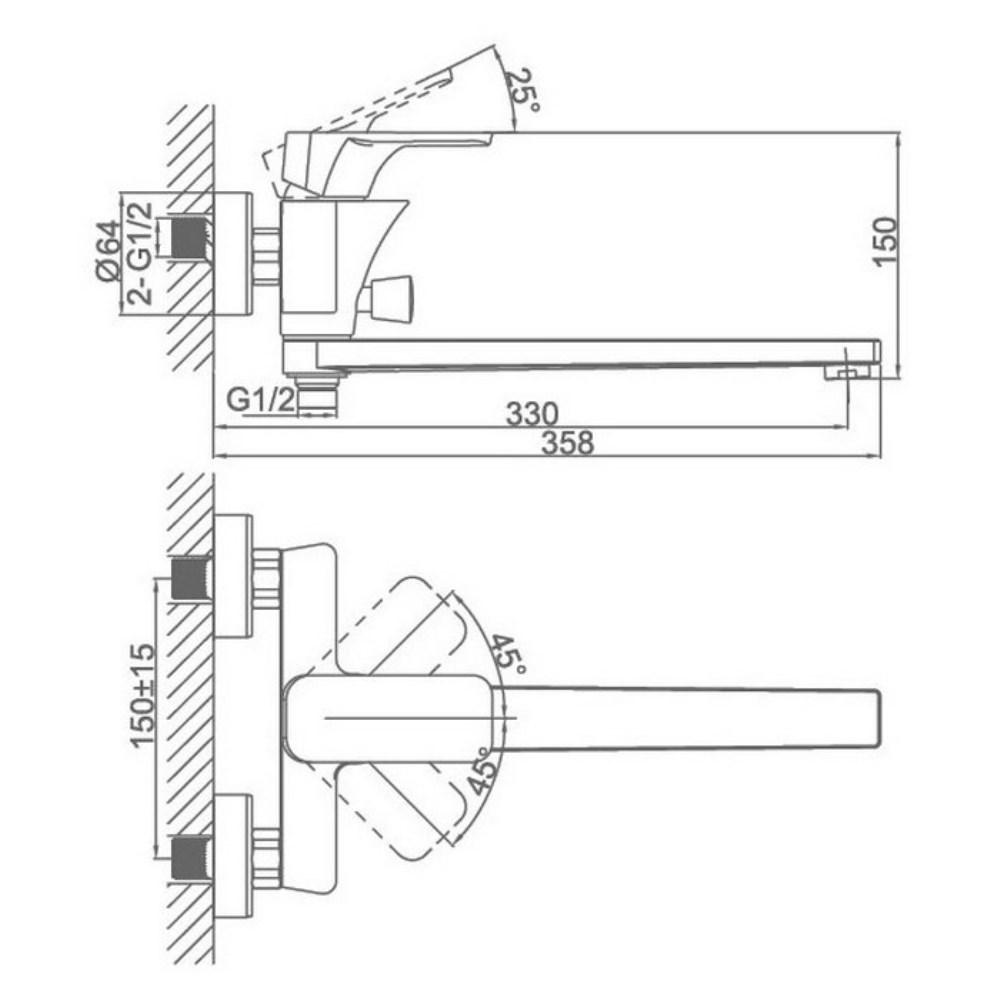 Смеситель для ванны D&K Berlin-Technische Черный / Хром DA1433315 Смеситель для ванны D&K Berlin-Technische Черный / Хром DA1433315 — изображение 4