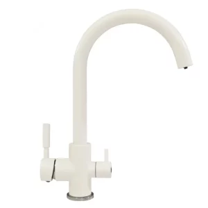 Смеситель для кухни Polygran Элара Дуо с каналом для питьевой воды 660731 Белый хлопок