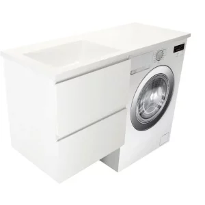 Тумба подвесная Эстет Dallas Luxe под стиральную машину 130 с раковиной Белый ФР-00002222