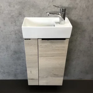 Тумба подвесная Comforty Асти 40 + раковина Дуб дымчатый 00-00000831