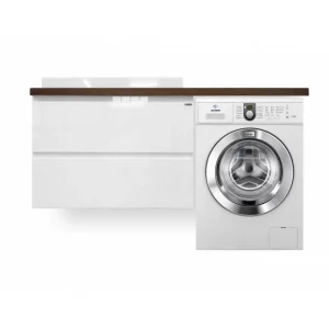 Тумба подвесная Эстет Malibu Luxe под стиральную машину 90 с раковиной Белый / Венге ФР-00007116