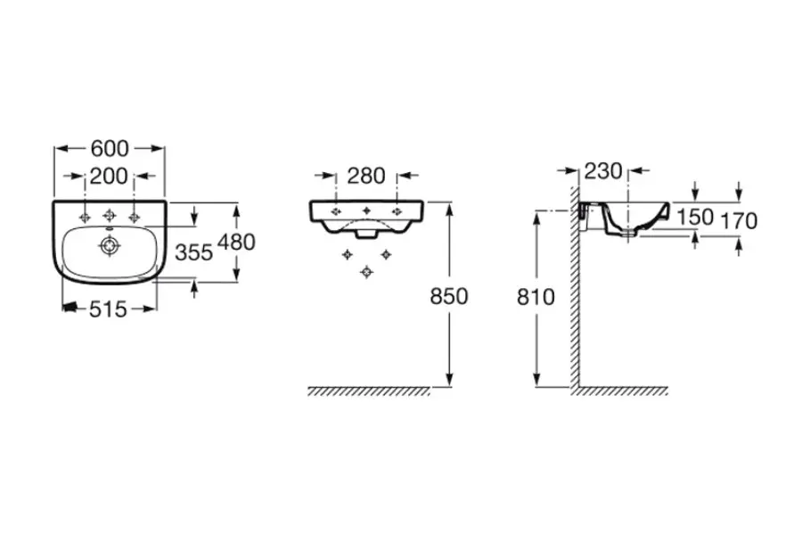 Раковина подвесная Roca Debba 60х48 Раковина подвесная Roca Debba 60х48 — изображение 2