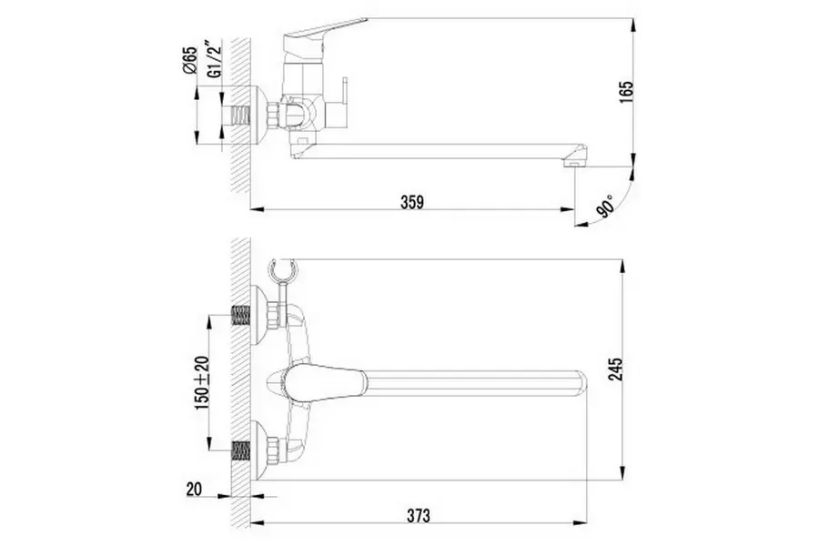 Смеситель для ванны Lemark Partner Хром LM6551C Смеситель для ванны Lemark Partner Хром LM6551C — изображение 2