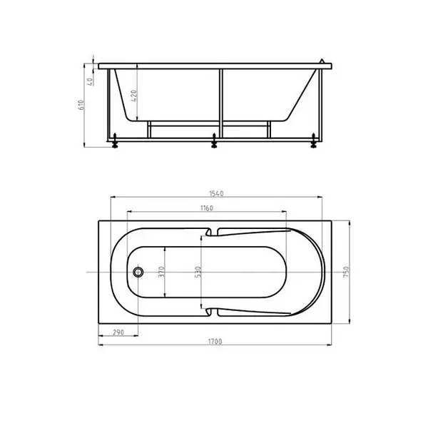 Ванна акриловая Акватек Лея 170х75 Ванна акриловая Акватек Лея 170х75 — изображение 4