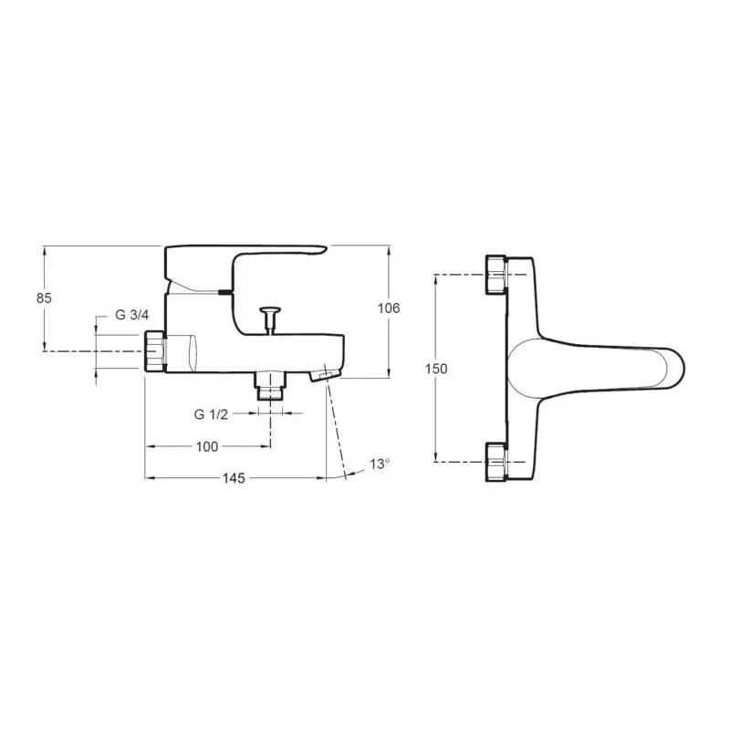 Смеситель для ванны и душа Jacob Delafon July E16031-4-CP Смеситель для ванны и душа Jacob Delafon July E16031-4-CP — изображение 2
