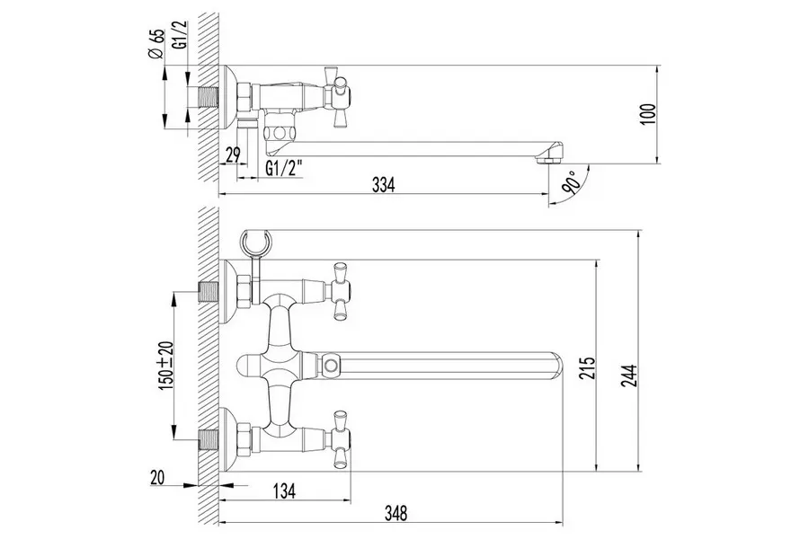 Смеситель для ванны Lemark Contour Хром LM7451C Смеситель для ванны Lemark Contour Хром LM7451C — изображение 2