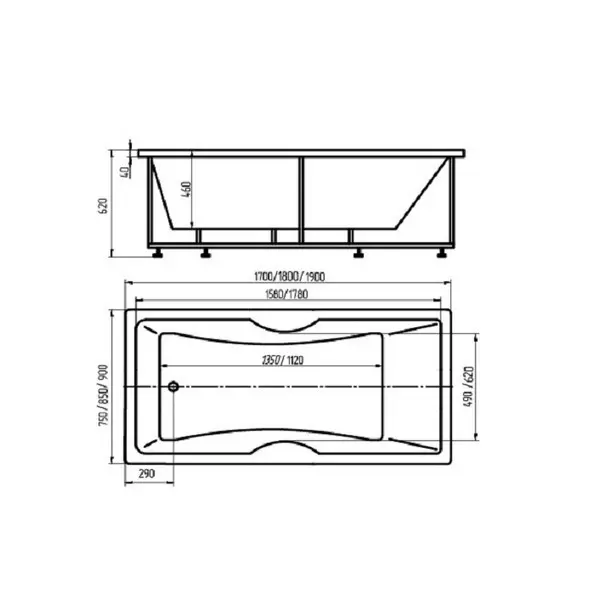 Ванна акриловая Акватек Феникс 180х85 Ванна акриловая Акватек Феникс 180х85 — изображение 3