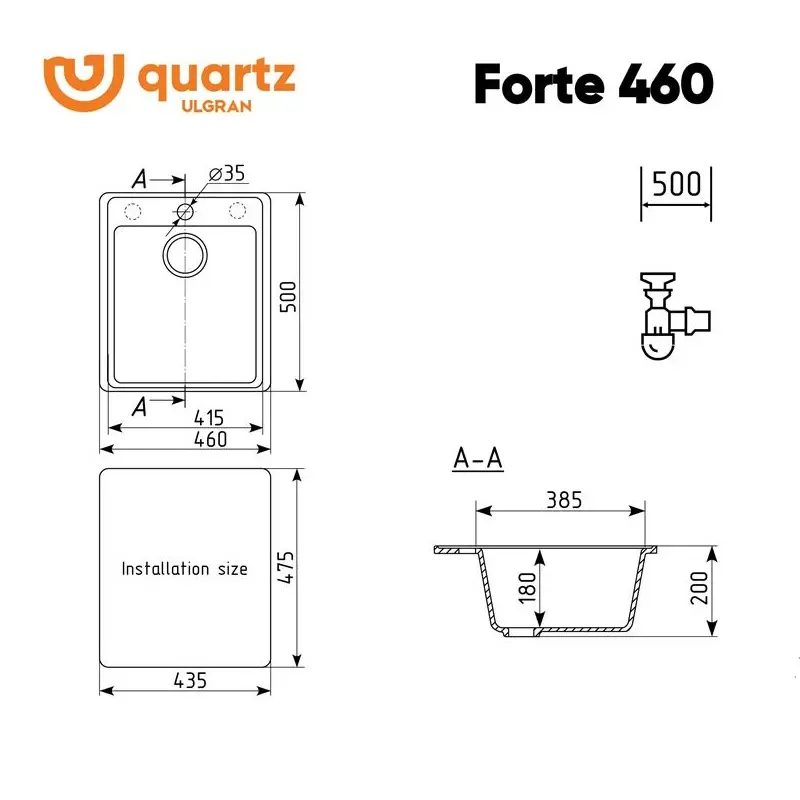 Мойка кухонная Ulgran Quartz Forte 460-02 Лён Мойка кухонная Ulgran Quartz Forte 460-02 Лён — изображение 2