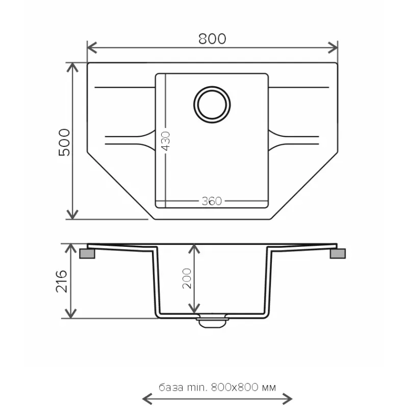 Мойка кухонная Polygran Riff 80 679061 Серый Мойка кухонная Polygran Riff 80 679061 Серый — изображение 3