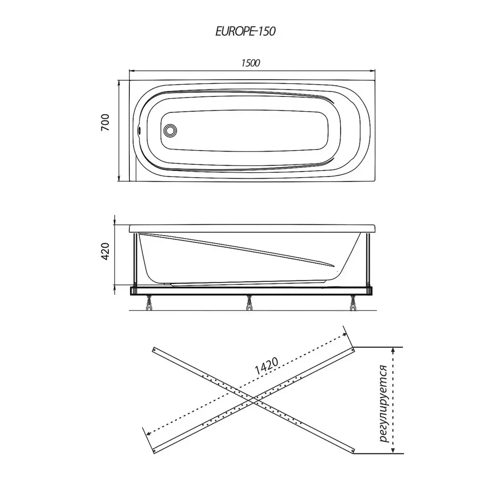 Ванна акриловая Triton Европа 150х70 Ванна акриловая Triton Европа 150х70 — изображение 3