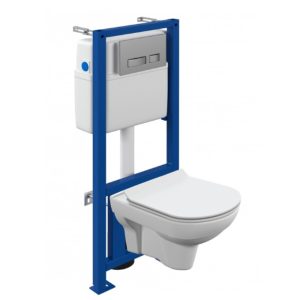 Инсталляция Cersanit Link Pro с унитазом City Clean On и кнопкой смыва Movi Белый IN-MZ-LINK_PRO+S-MZ-CITY-COn-S-DL-w+P-BU-MOV/Cm