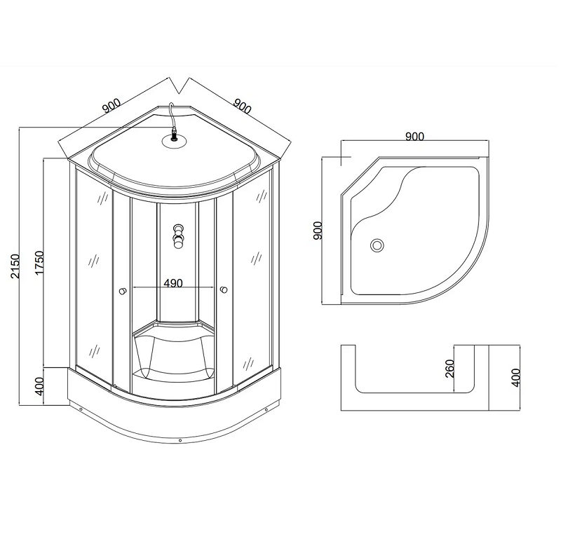 Душевая кабина Taliente TA 90х90 Хром / Матовое TA-9090M Душевая кабина Taliente TA 90х90 Хром / Матовое TA-9090M — изображение 4