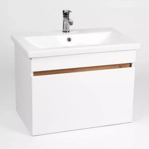 Тумба подвесная Viant Мальта 60 с раковиной Como Белый / Дуб Вотан VMAL60CO-T1YP
